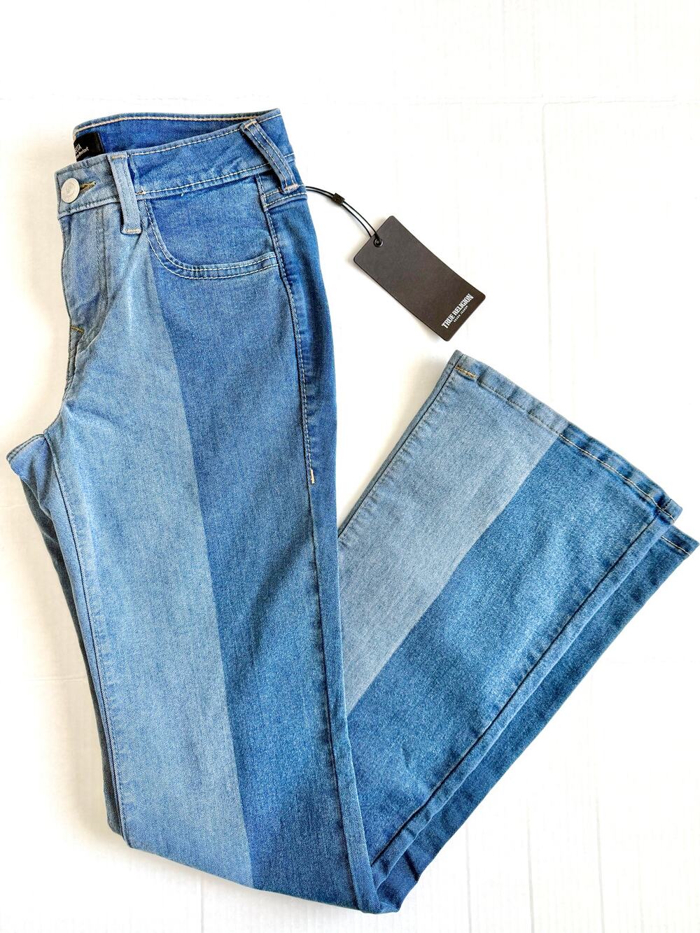 True Religion Two Tone Bootcut Becca Denim Jeans Women Size 26